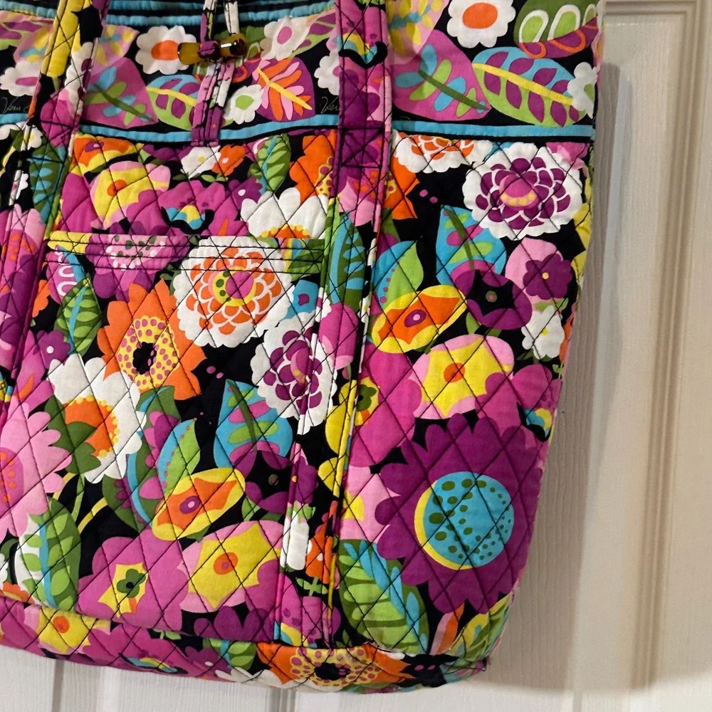 Vera Bradley Tutti Frutti Quilted Floral Vera Tote Bag Large Shoulder Bag